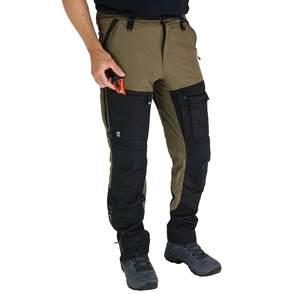 detail Asoto Fjallvik Extreme hnědé pánské outdoor kalhoty + doživotní záruka na švy