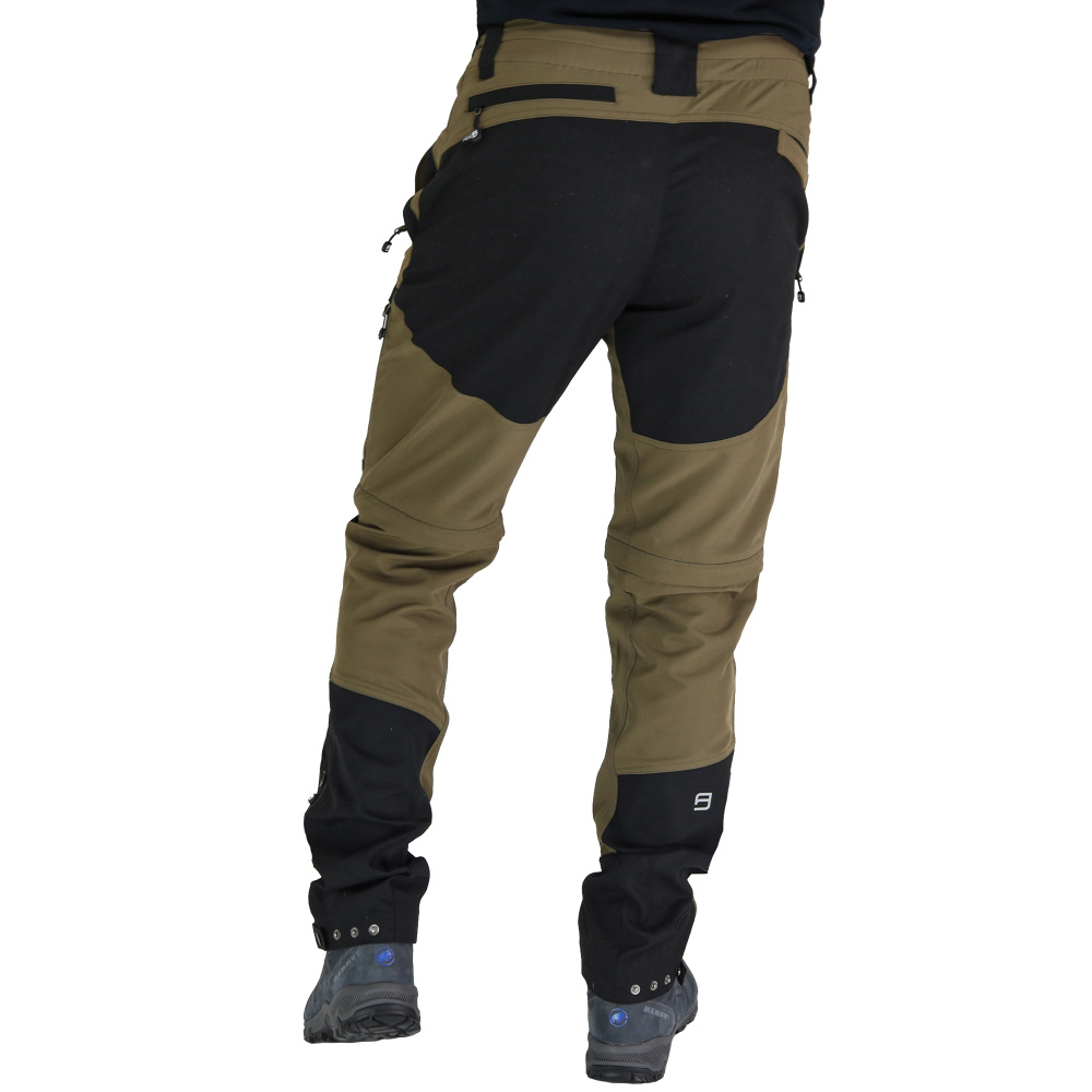 detail Asoto Vattern Zip-Off pánske hnedé outdoorové nohavice DWR s odopínacími nohavic