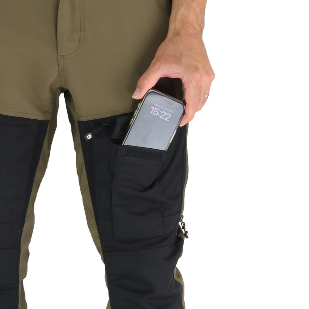 detail Asoto Vattern Zip-Off pánske hnedé outdoorové nohavice DWR s odopínacími nohavic