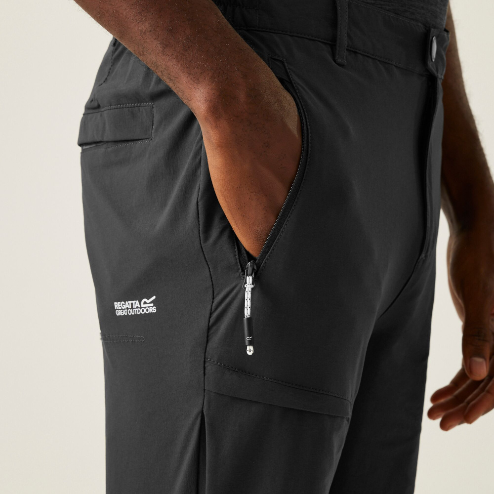 detail REGATTA Highton TRS sivé pánske ľahké a priedušné outdoorové nohavice