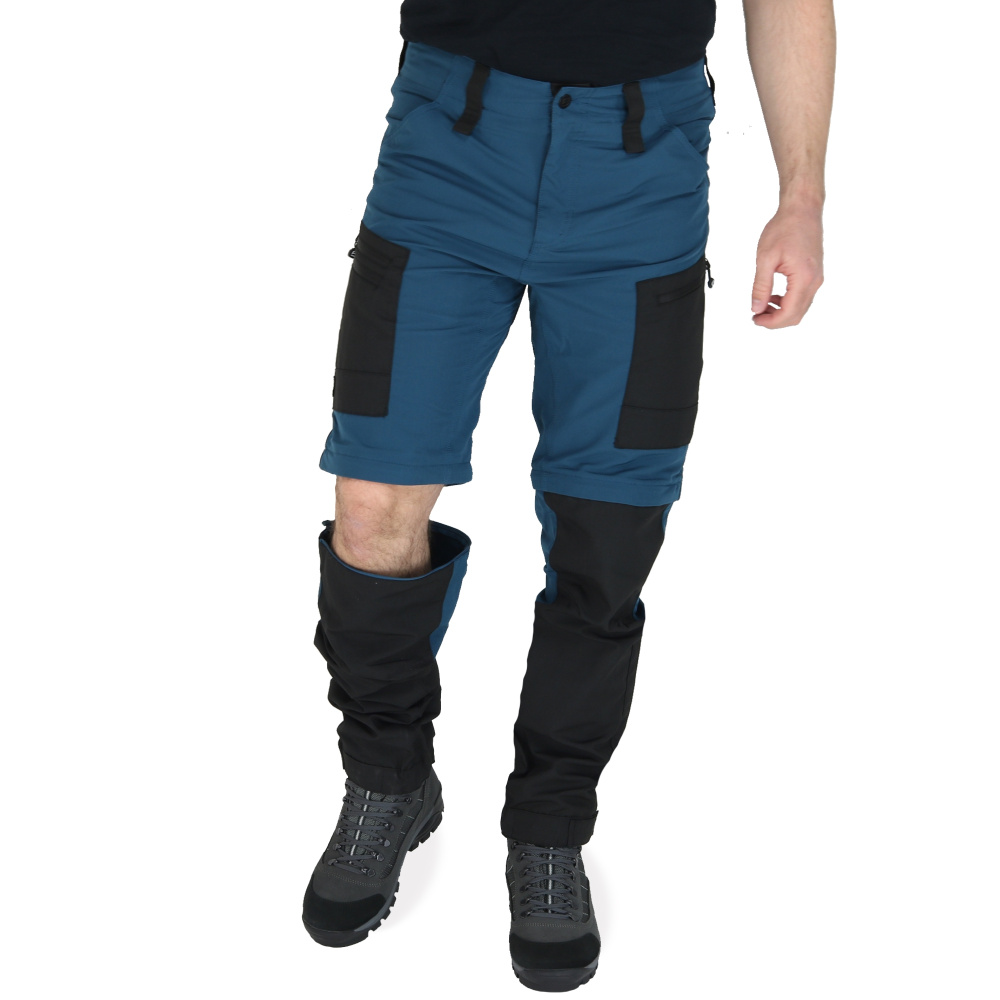 detail Asoto Vild Zip-Off pánske modré outdoorové nohavice DWR s odopínateľnými nohavic