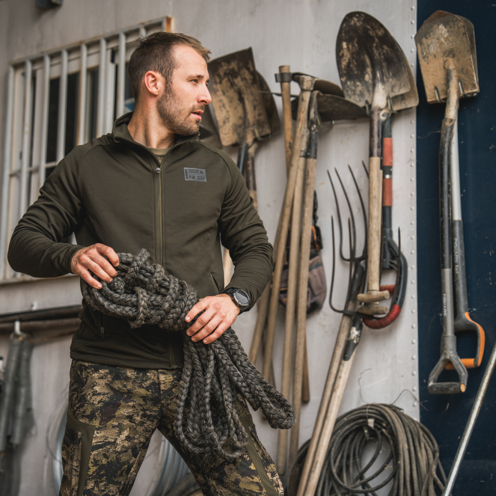 detail SEELAND Denmark Tidal olivová pánska outdoorová bunda, pohodlná, 4-smerný stretc