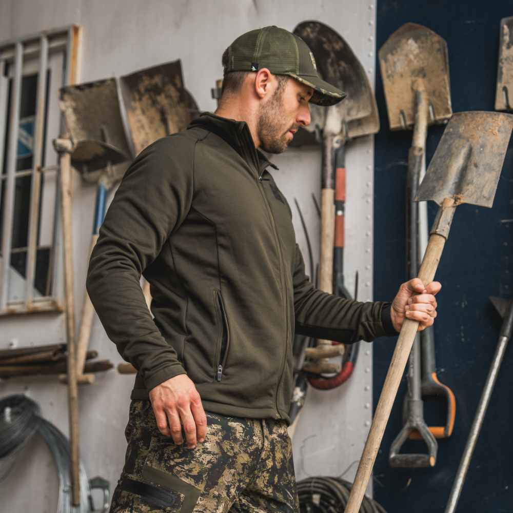 detail SEELAND Denmark Tidal olivová pánska outdoorová bunda, pohodlná, 4-smerný stretc