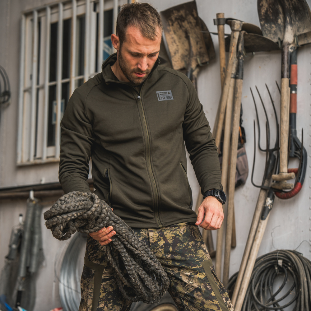 detail SEELAND Denmark Tidal olivová pánska outdoorová bunda, pohodlná, 4-smerný stretc