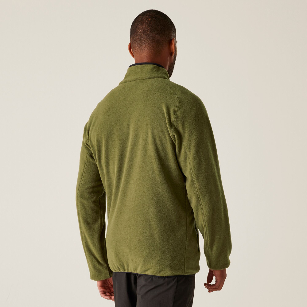 detail REGATTA Hadfield zelená pánska outdoorová fleecová mikina, pohodlná