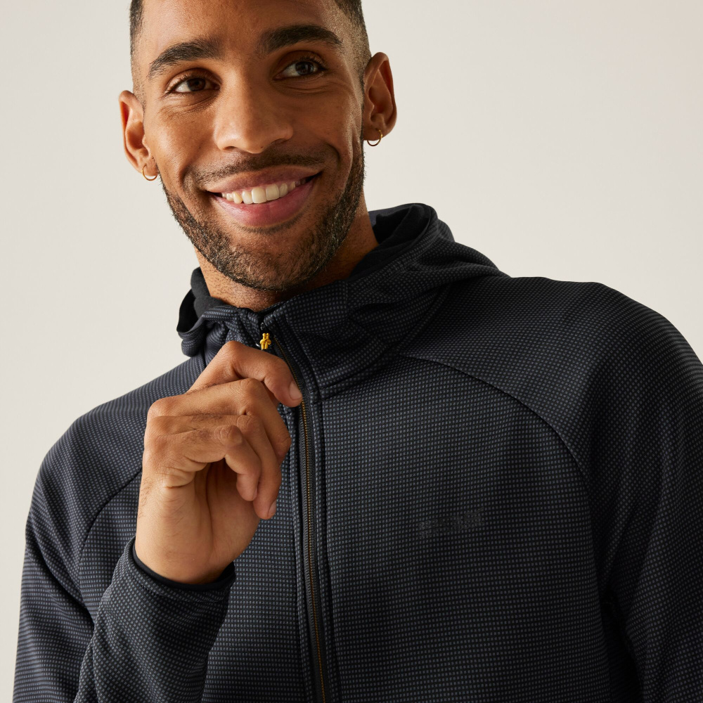 detail REGATTA Everet sivá pánska funkčná a pružná outdoorová mikina nielen do hôr