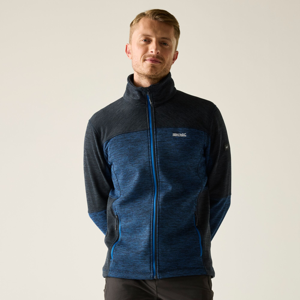detail REGATTA Highton F/Z Midlayer modrá pánska celoročná outdoorová mikina