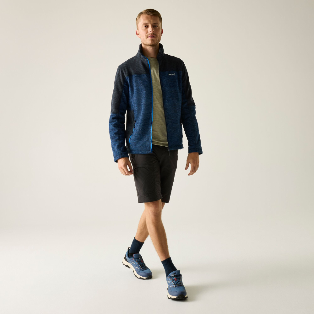 detail REGATTA Highton F/Z Midlayer modrá pánska celoročná outdoorová mikina