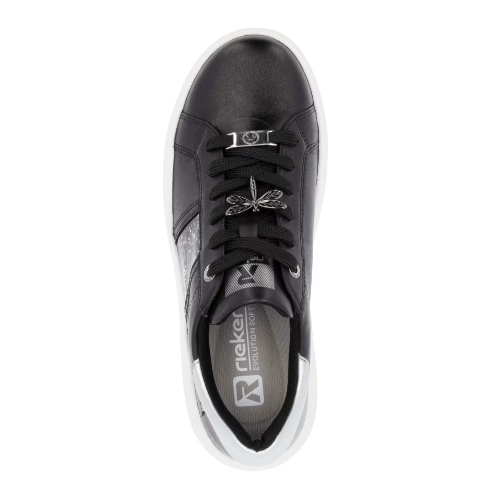 detail RIEKER Revolution W1202-00 černé dámské kožené tenisky