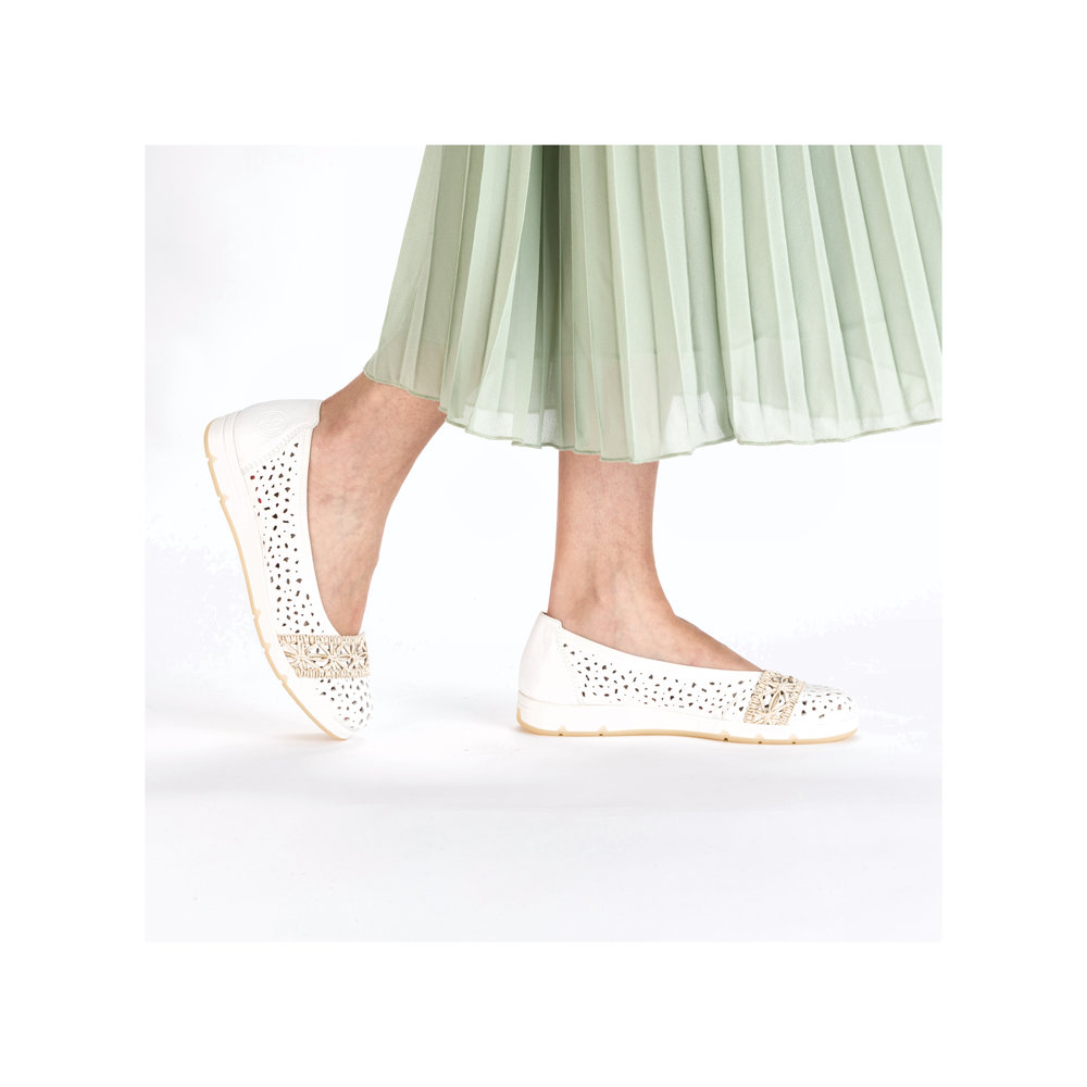 detail RIEKER L3062-80 dámské bílé baleríny