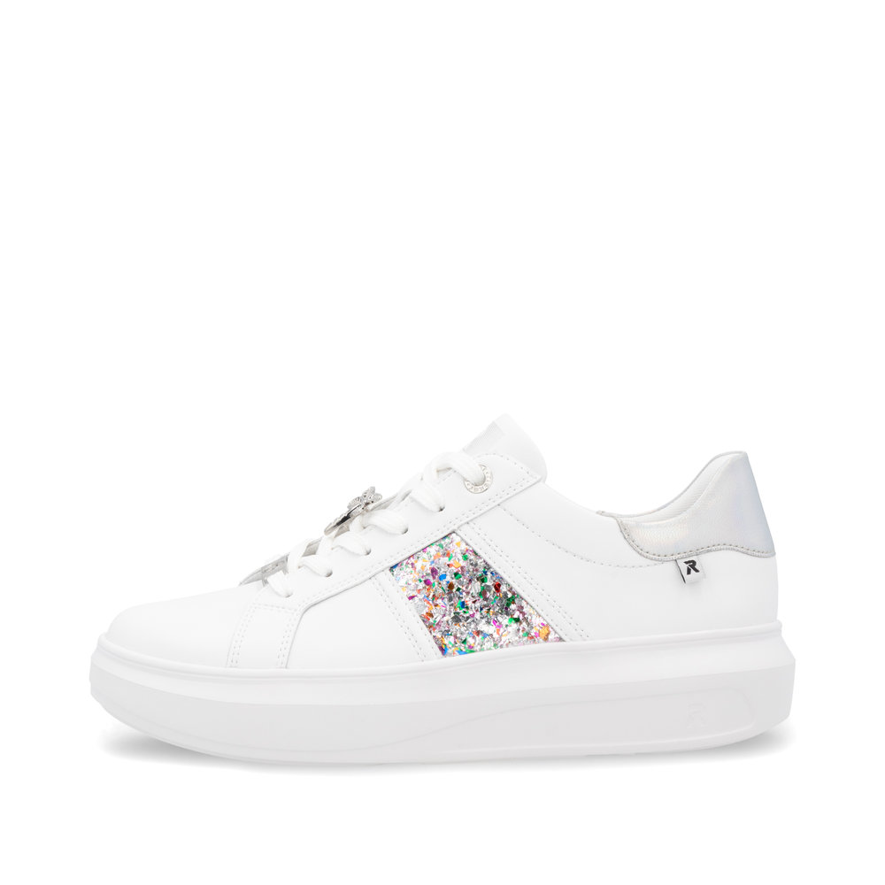 detail RIEKER W1202-83 dámské bílé kožené tenisky