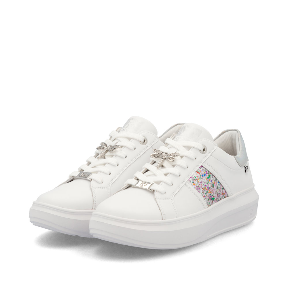 detail RIEKER W1202-83 dámské bílé kožené tenisky