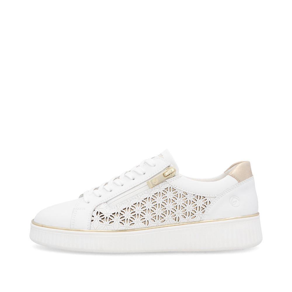 detail RIEKER Remonte D2E03-80 bílé dámské kožené tenisky