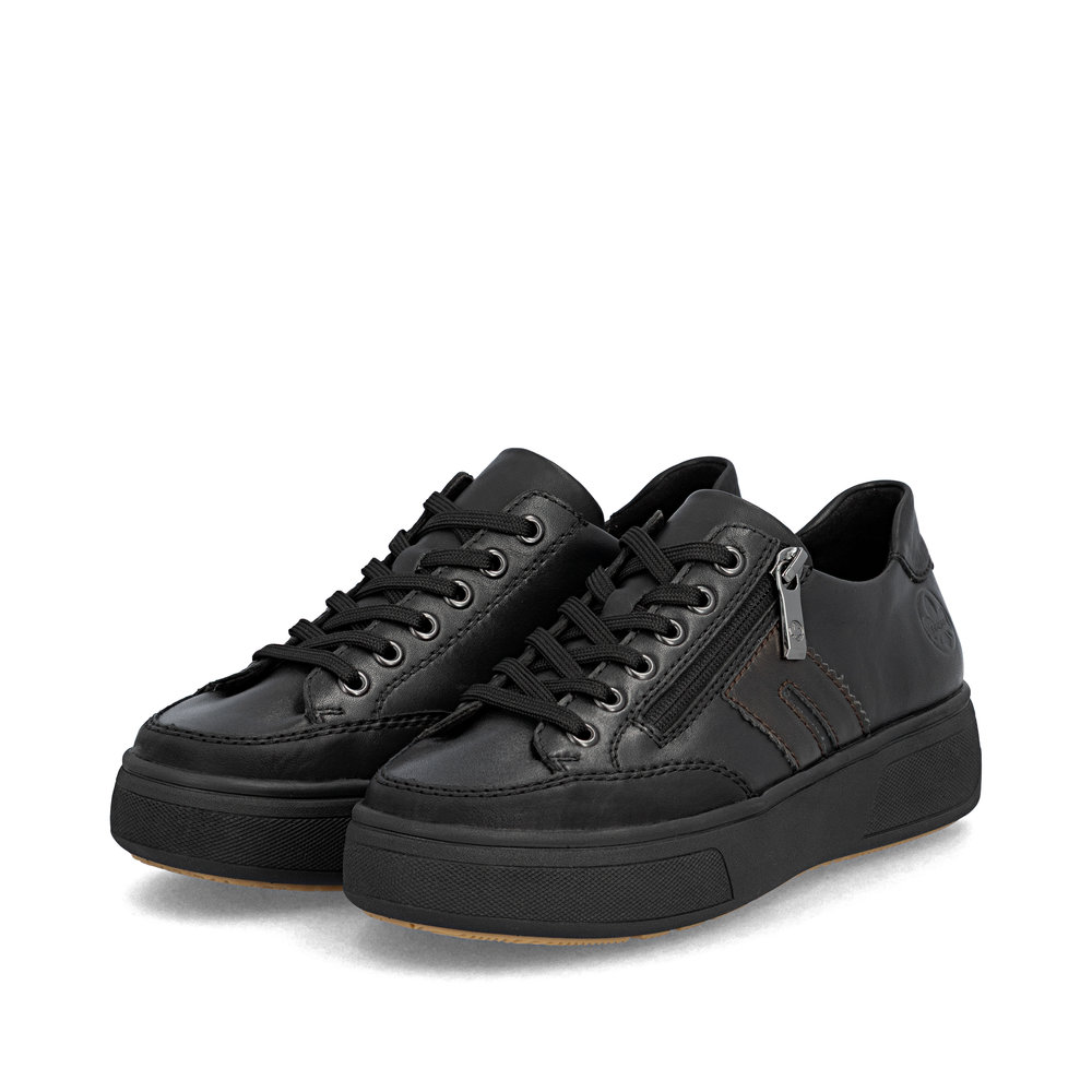 detail RIEKER M7711-00 černé dámské kožené tenisky