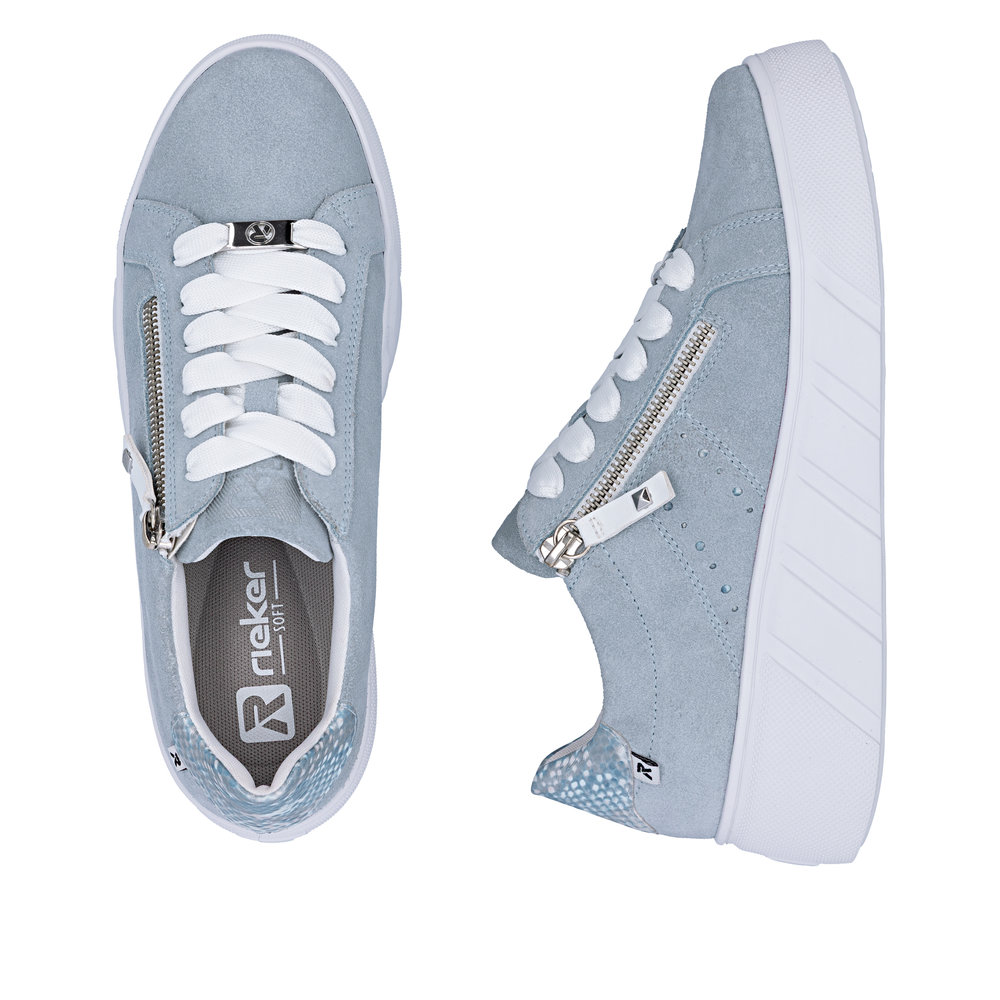 detail RIEKER W2605-12 modré dámske moderné kožené tenisky do mesta