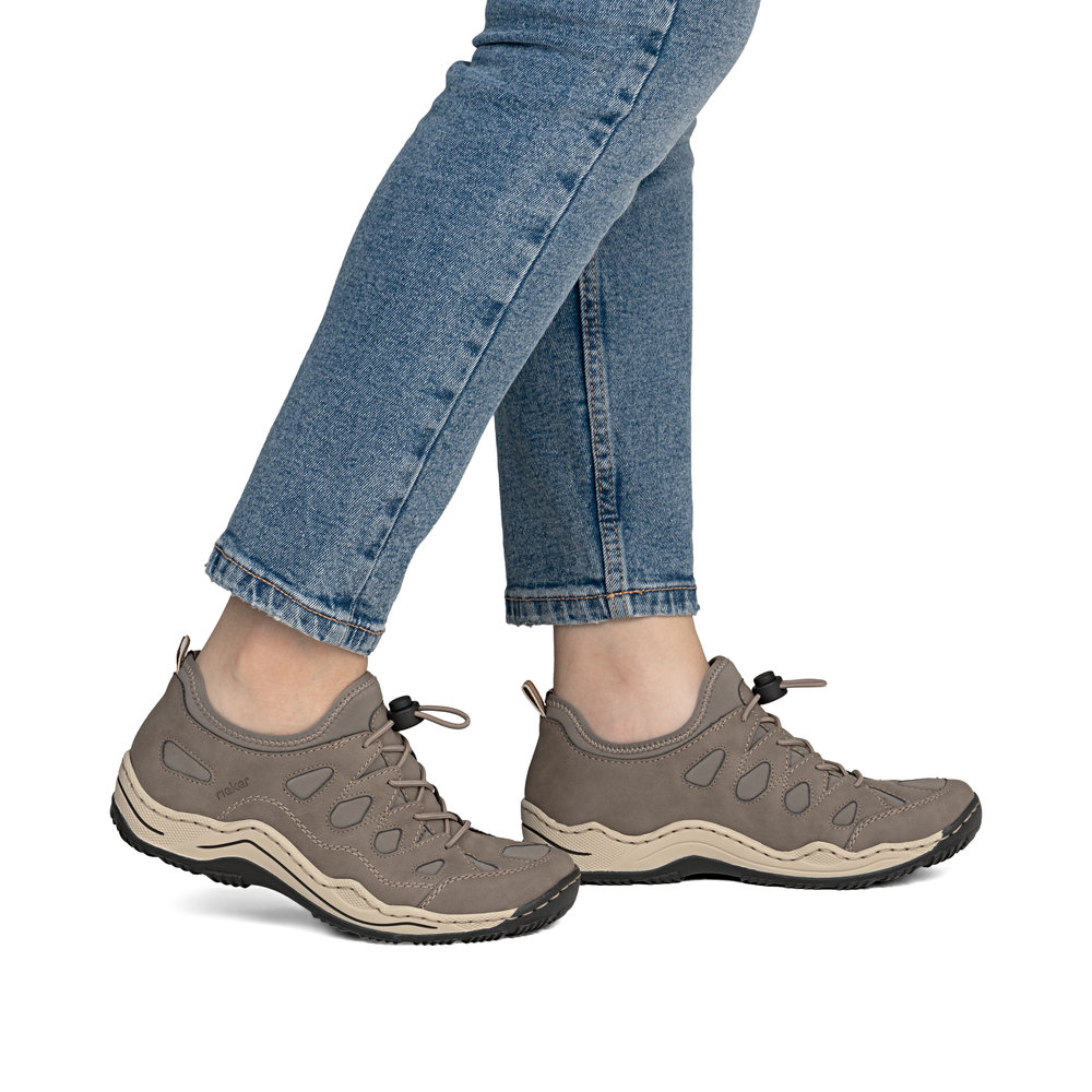 detail RIEKER L0551-64 béžové dámske pohodlné Antistress tenisky