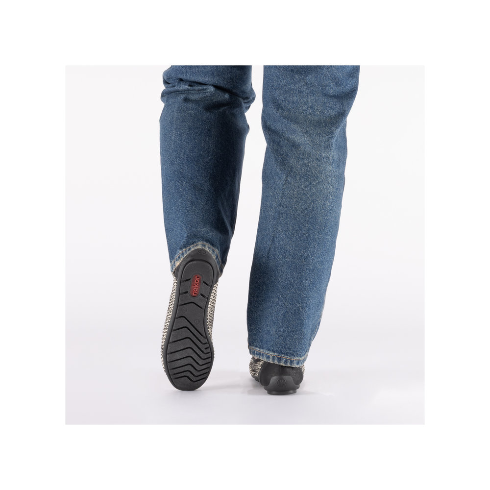 detail RIEKER 43850-00 čierne dámske baleríny