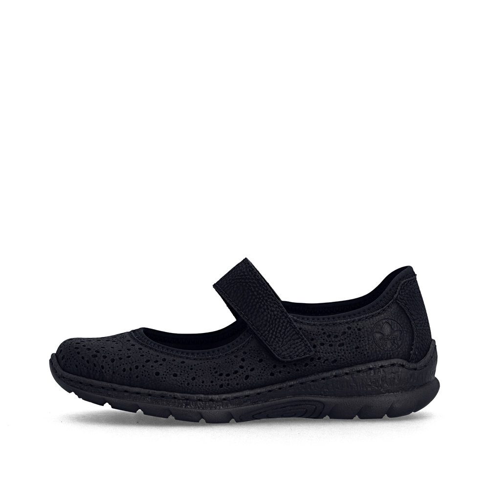 detail RIEKER N4299-00 čierne dámske letné baleríny s technológiou Antistress