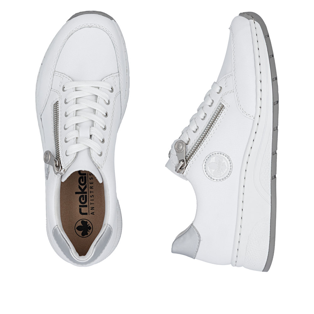 detail RIEKER N6508-80 biele dámske kožené tenisky s technológiou Antistress