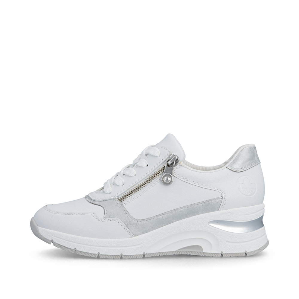 detail RIEKER N9301-80 biele dámske kožené tenisky s technológiou Antistress