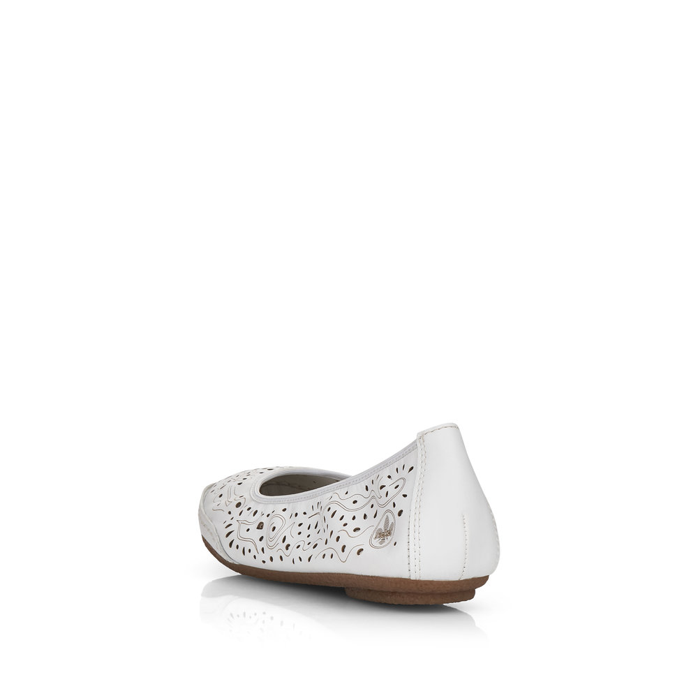 detail RIEKER 41460-80 biele dámske kožené baleríny