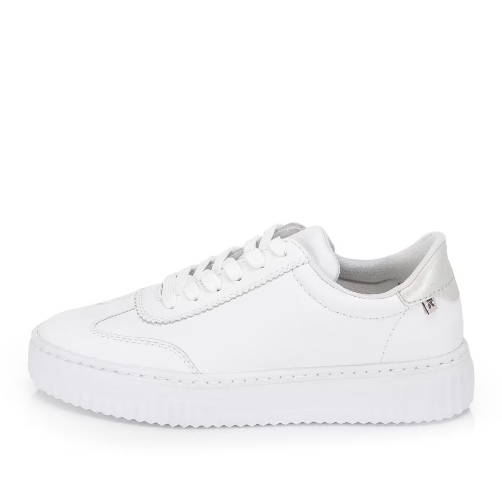 detail RIEKER N9910-80 biele dámske tenisky z prírodnej kože s podrážkou Antistress