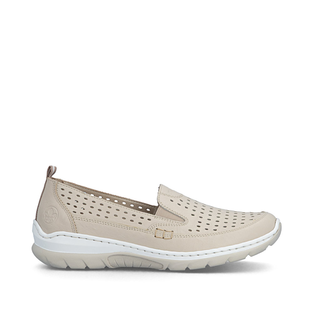 detail RIEKER L32F4-60 béžové dámske letné baleríny, antistress podrážka