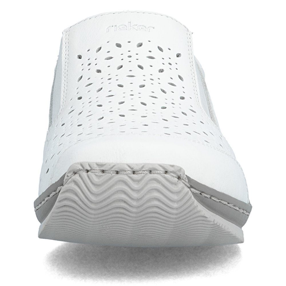 detail RIEKER L1756-80 biela dámska poltopánka, prírodná koža, Antistress podrážka