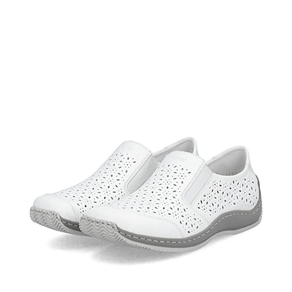 detail RIEKER L1756-80 biela dámska poltopánka, prírodná koža, Antistress podrážka