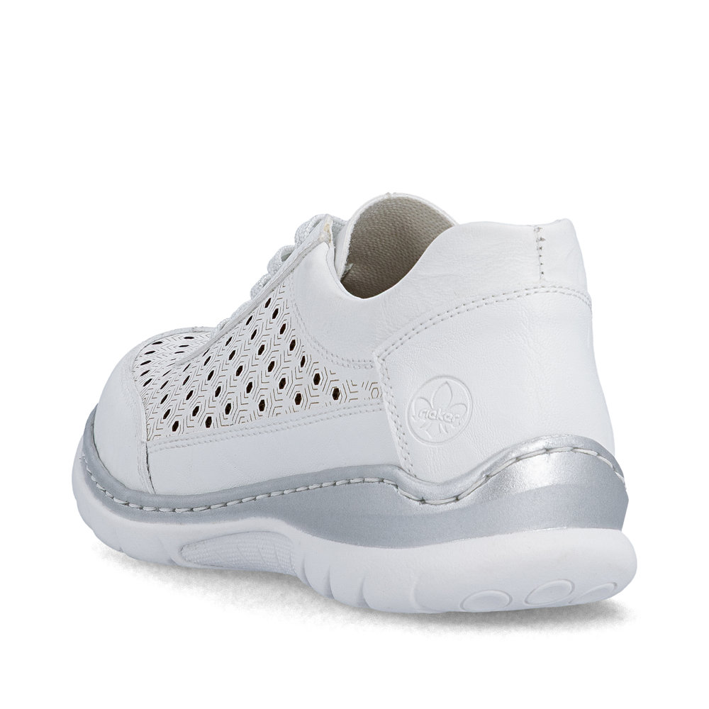 detail RIEKER L3217-80 biele dámske kožené tenisky, priedušné, Antistress podrážka