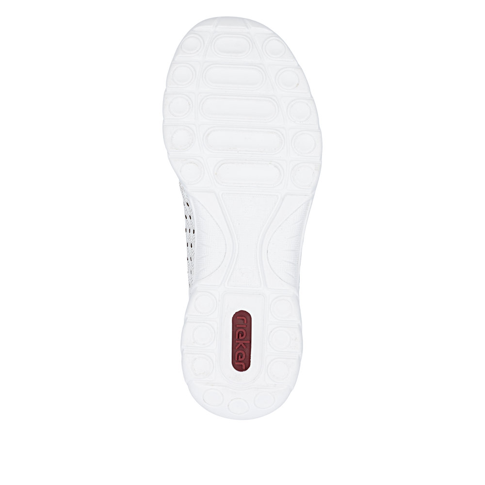 detail RIEKER L3217-80 biele dámske kožené tenisky, priedušné, Antistress podrážka