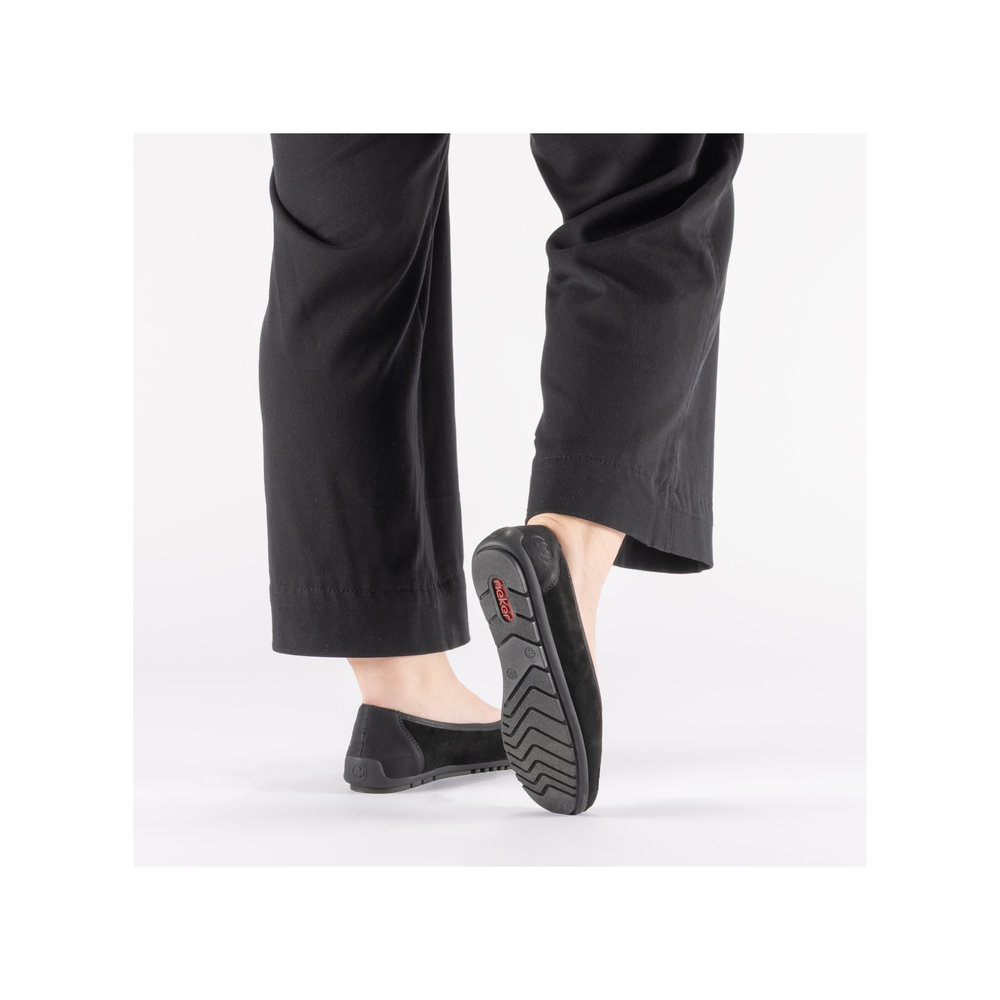 detail RIEKER 438505-01 čierne dámske balerínky, prírodná koža, Antistress podrážka