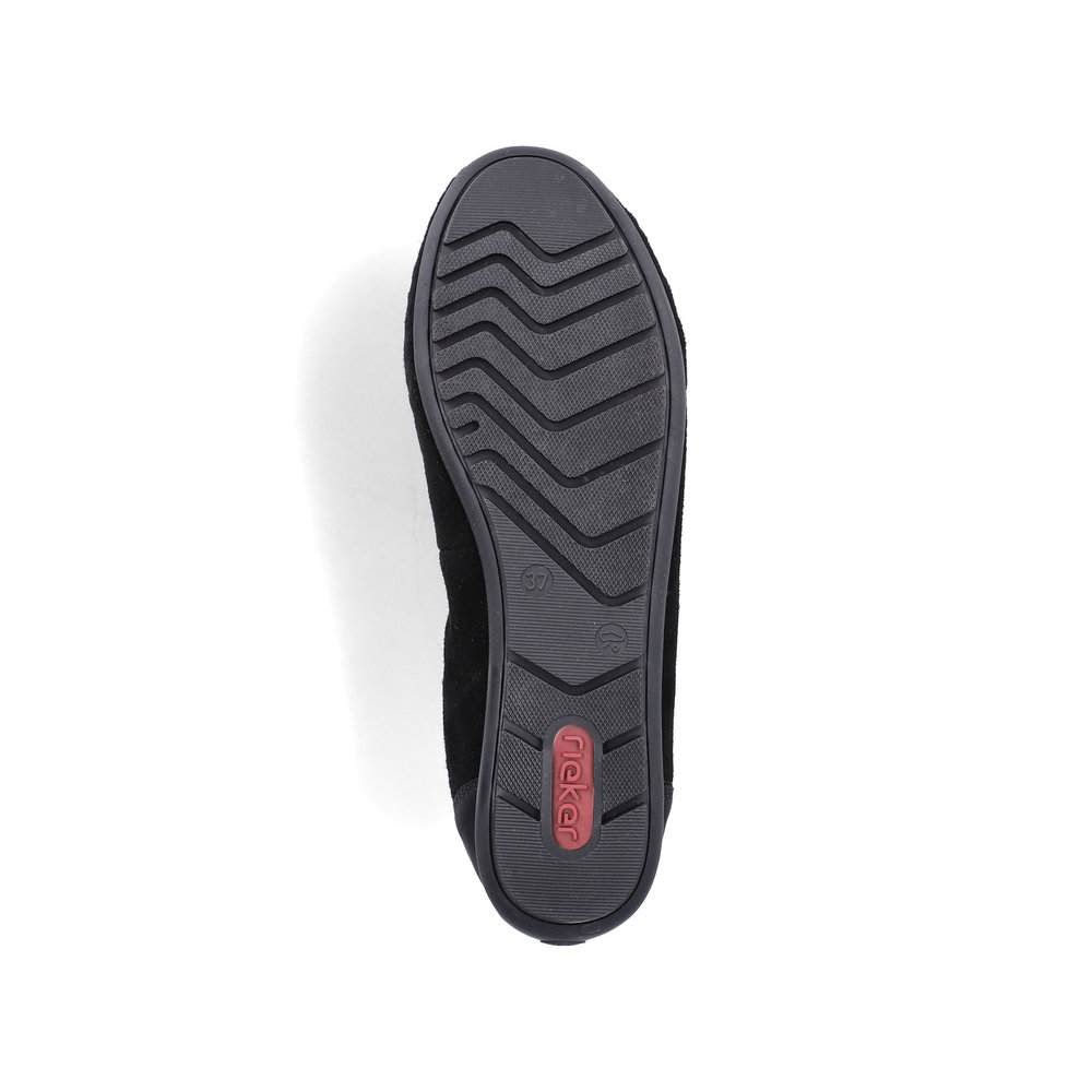 detail RIEKER 438505-01 čierne dámske balerínky, prírodná koža, Antistress podrážka