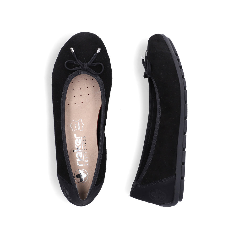 detail RIEKER 438505-01 čierne dámske balerínky, prírodná koža, Antistress podrážka
