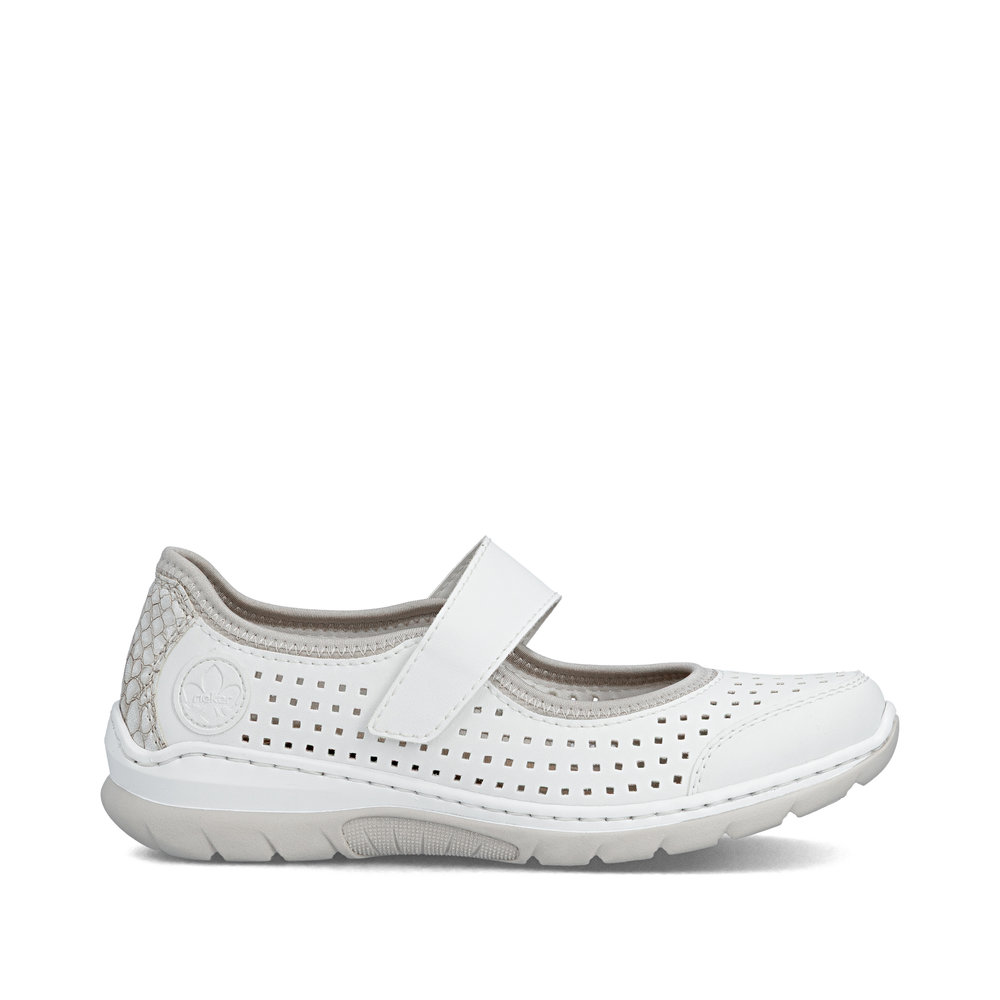 detail RIEKER L32B5-82 biele dámske letné poltopánky, priedušné, Antistress podrážka