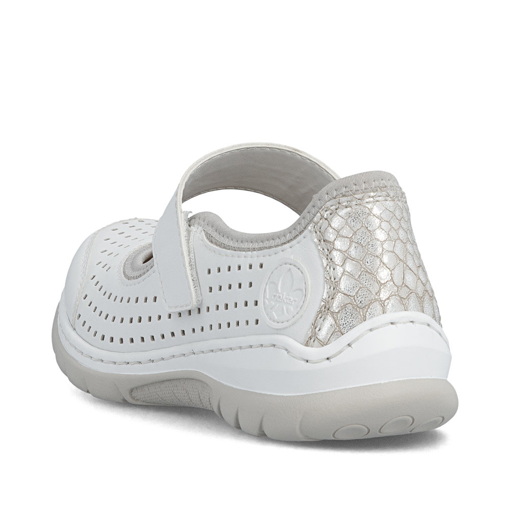 detail RIEKER L32B5-82 biele dámske letné poltopánky, priedušné, Antistress podrážka