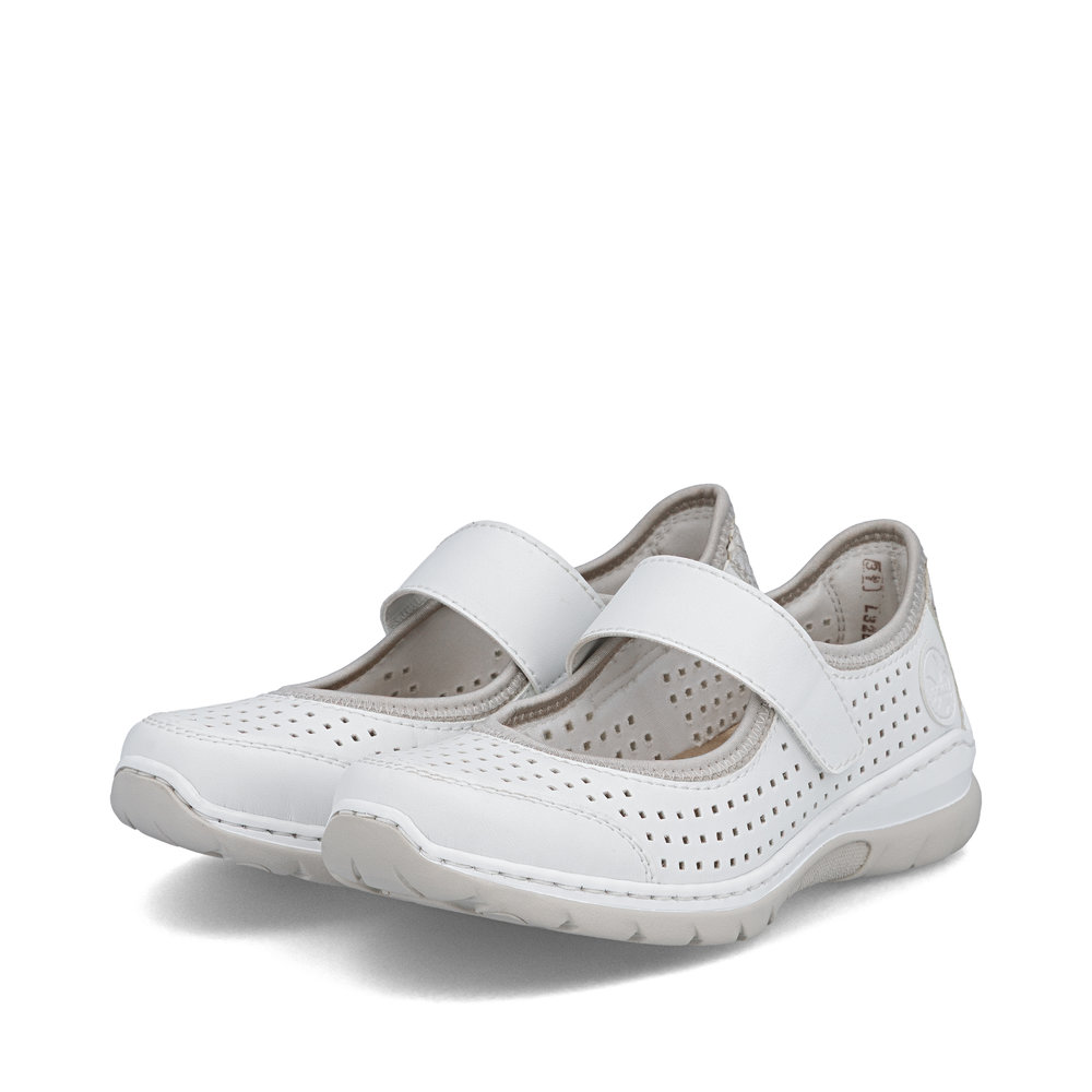 detail RIEKER L32B5-82 biele dámske letné poltopánky, priedušné, Antistress podrážka