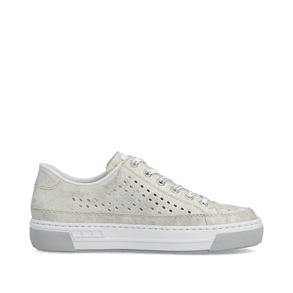 detail RIEKER L8849-60 béžové dámske letné kožené tenisky, priedušné, moderný vzhľad