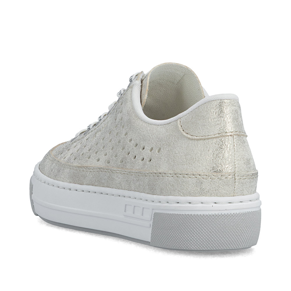 detail RIEKER L8849-60 béžové dámske letné kožené tenisky, priedušné, moderný vzhľad