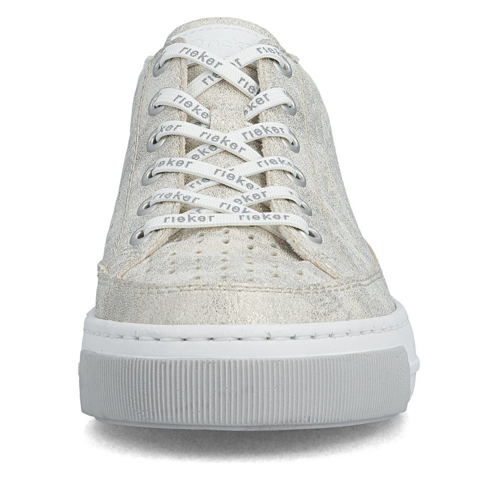 detail RIEKER L8849-60 béžové dámske letné kožené tenisky, priedušné, moderný vzhľad