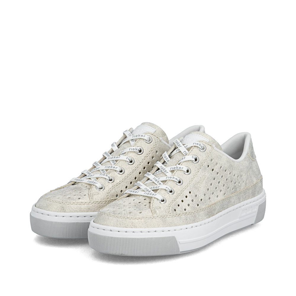detail RIEKER L8849-60 béžové dámske letné kožené tenisky, priedušné, moderný vzhľad