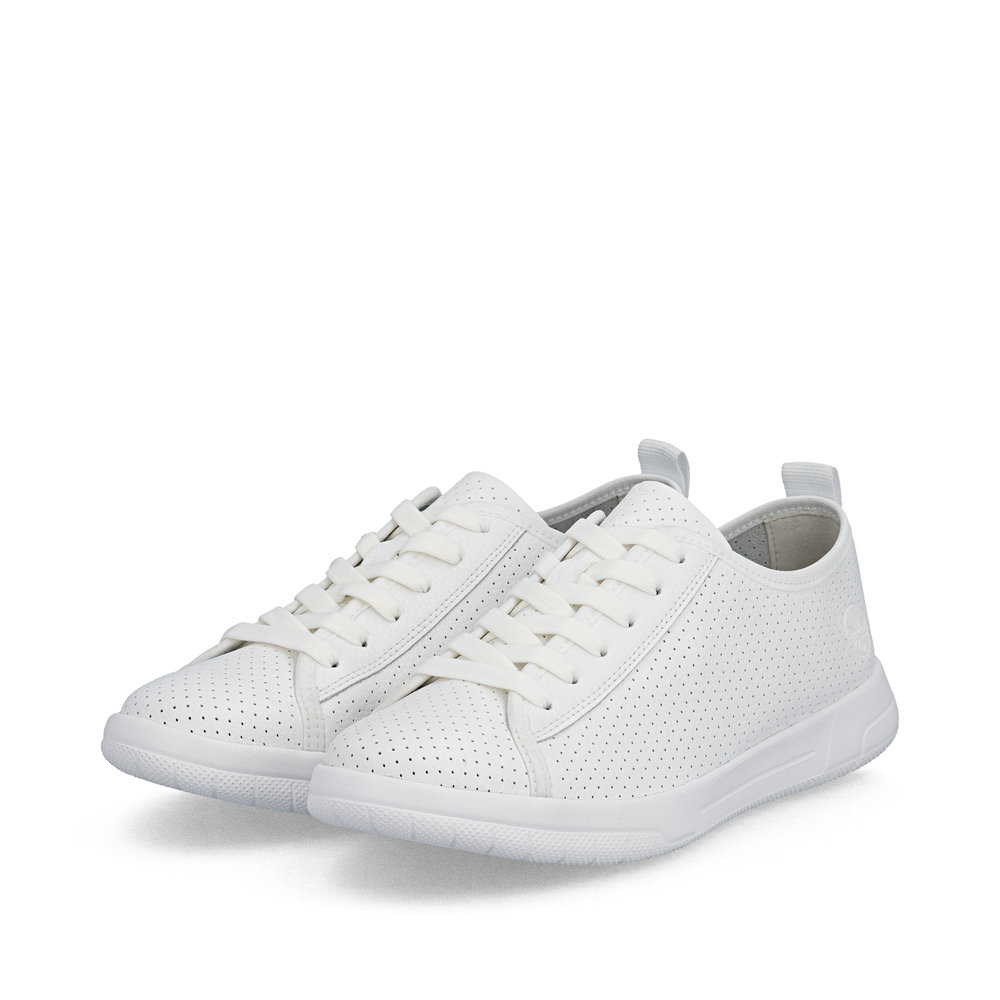 detail RIEKER 45602-80 biele dámske kožené letné tenisky, priedušné, Antistress podrážk