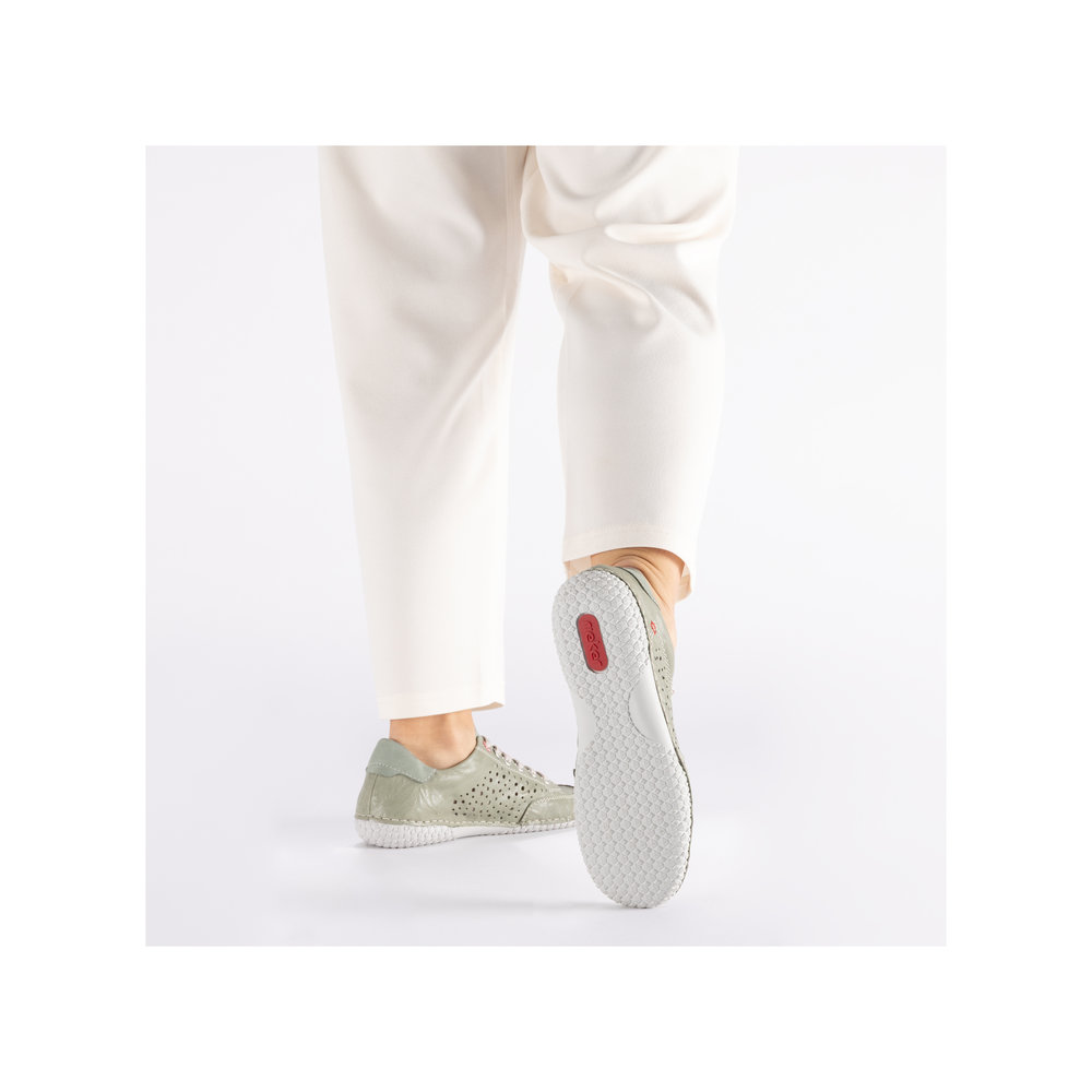 detail RIEKER 43651-52 zelené dámske letné kožené priedušné tenisky, Antistress
