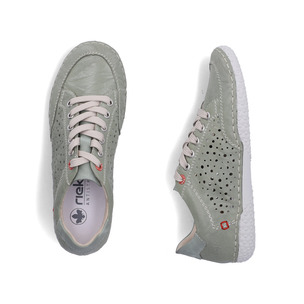 detail RIEKER 43651-52 zelené dámske letné kožené priedušné tenisky, Antistress