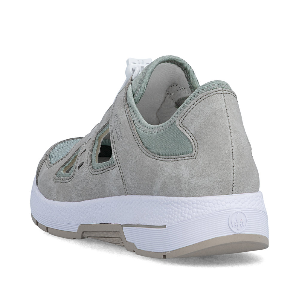 detail RIEKER N8456-40 zelené dámske kožené pohodlné tenisky s podrážkou Antistress