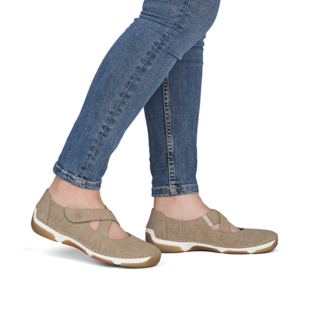 detail RIEKER 55958-20 béžové dámske baleríny vhodné na teplé letné dni, Antistress