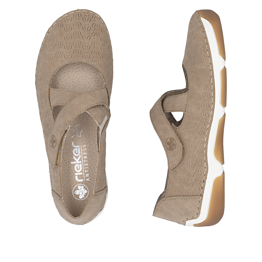 detail RIEKER 55958-20 béžové dámske baleríny vhodné na teplé letné dni, Antistress