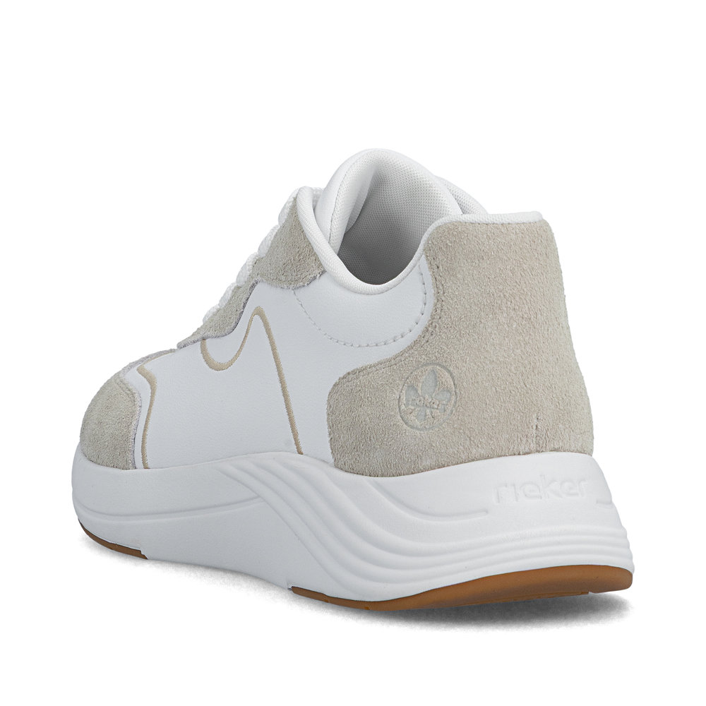 detail RIEKER N8503-81 biele dámske moderné kožené tenisky, Antistress podrážka