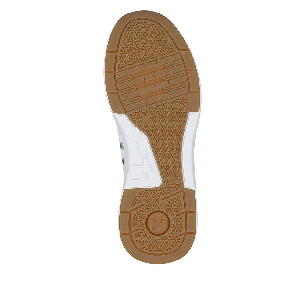 detail RIEKER N8503-81 biele dámske moderné kožené tenisky, Antistress podrážka