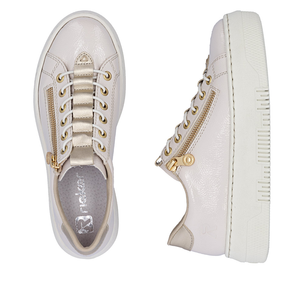 detail RIEKER M1953-80 béžové dámske Antistress tenisky, moderný vzhľad do mesta